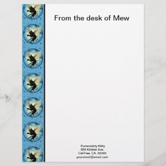 Papel Timbrado Lua de Gato Cósmico e estrelas