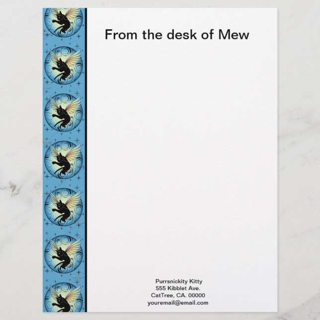 Papel Timbrado Lua de Gato Cósmico e estrelas (Frente)