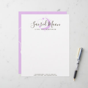 Papel Timbrado Lua Geométrica Metafísica Minimalista Roxo