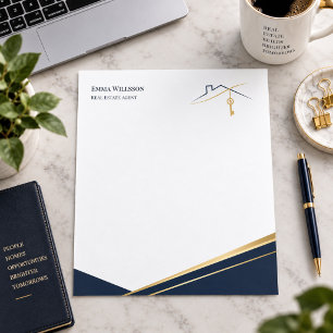 Papel Timbrado Luxo Dourado Marinho Realtor Elegante Corresponden