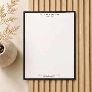 Papel Timbrado Luxo Minimalista Loja Preta/Marfim