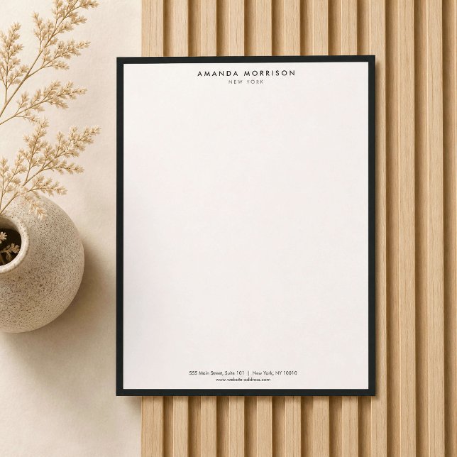 Papel Timbrado Luxo Minimalista Loja Preta/Marfim (Criador carregado)