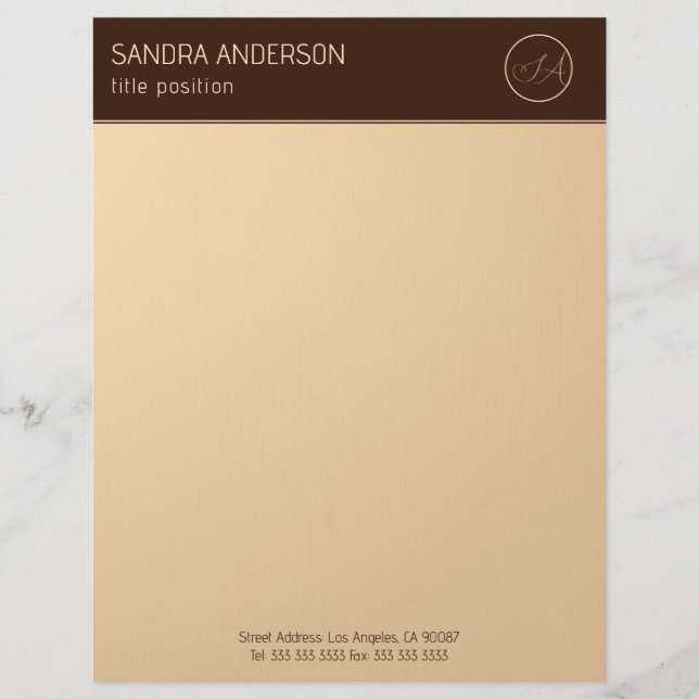 Papel Timbrado Luxo Monograma Marrom e Dourado (Frente)