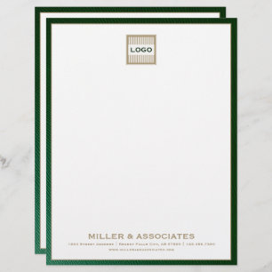 Papel Timbrado Luxo verde e timbrado Dourado com logotipo persona