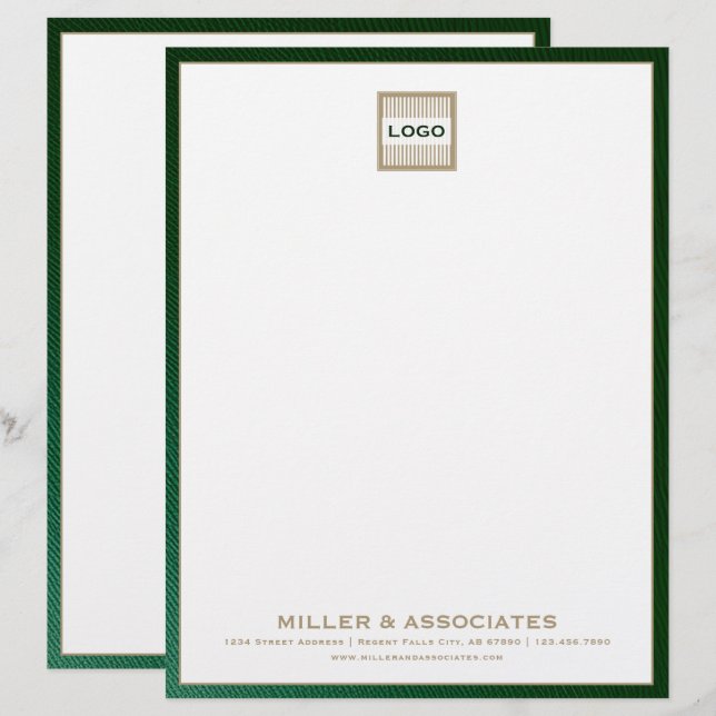 Papel Timbrado Luxo verde e timbrado Dourado com logotipo persona (Frente/Verso)