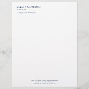 Papel Timbrado Luxuoso minimalista elegante azul marinho dourado 