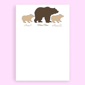 Papel Timbrado Mama Urso Personalizada Com 2 Nomes de Filhos Pres