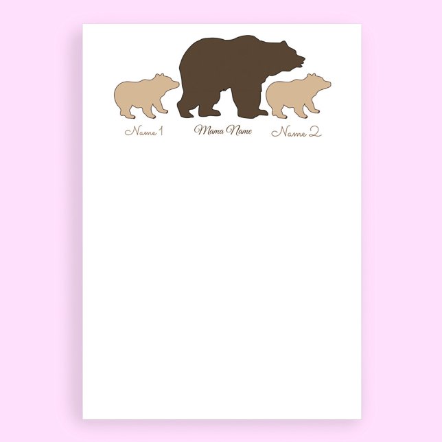 Papel Timbrado Mama Urso Personalizada Com 2 Nomes de Filhos Pres (Criador carregado)