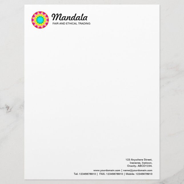 Papel Timbrado Mandala caleidoscópica 016 (Frente)