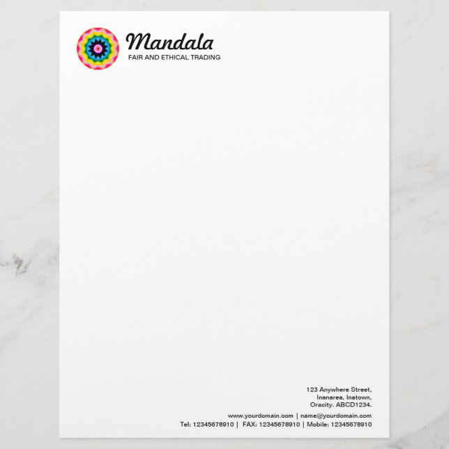 Papel Timbrado Mandala caleidoscópica 017 (Frente)