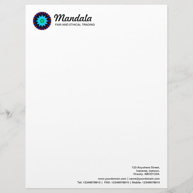 Papel Timbrado Mandala caleidoscópica 018 (Frente)