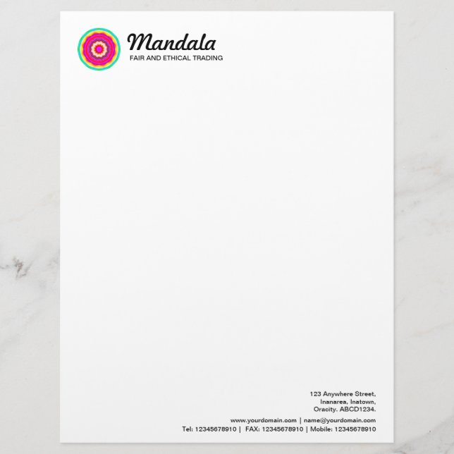 Papel Timbrado Mandala caleidoscópica 019 (Frente)