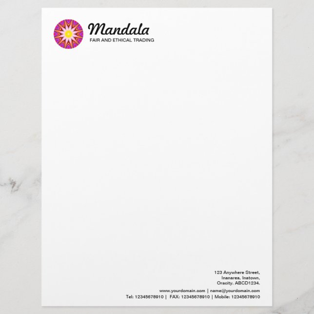 Papel Timbrado Mandala caleidoscópica 023 (Frente)