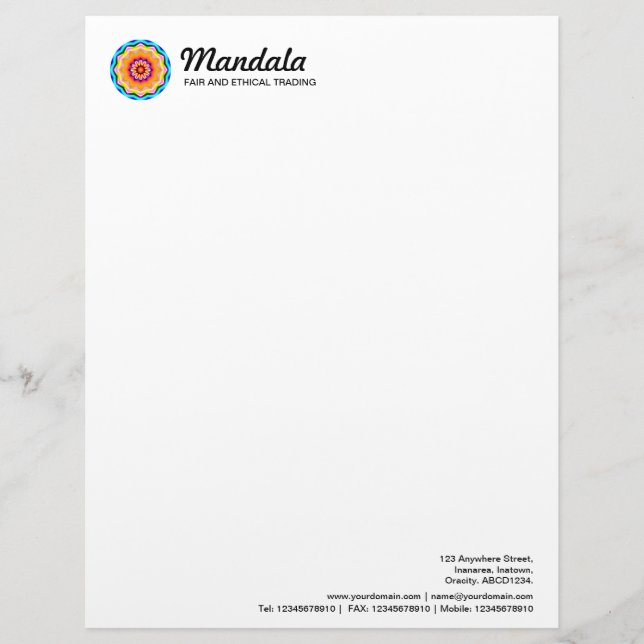 Papel Timbrado Mandala caleidoscópica 025 (Frente)