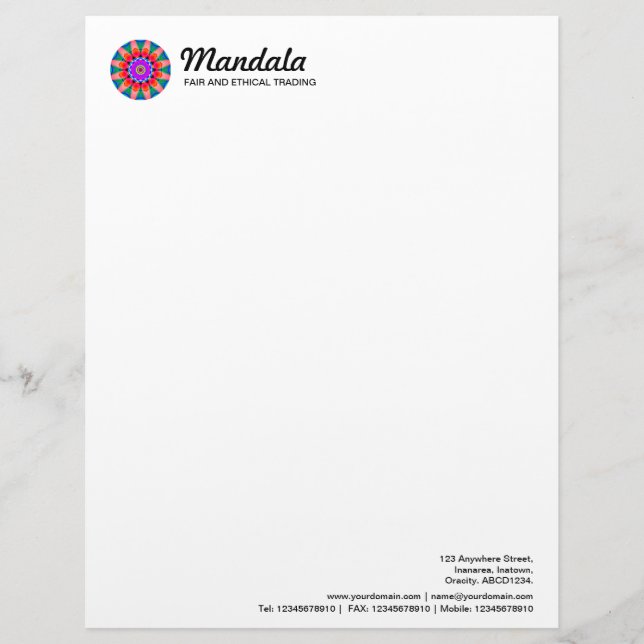 Papel Timbrado Mandala caleidoscópica 03 (Frente)