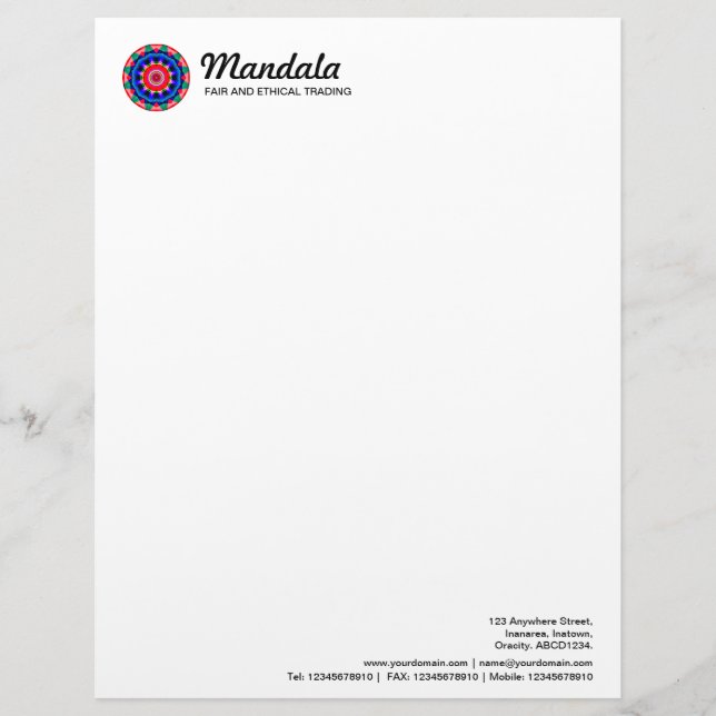 Papel Timbrado Mandala caleidoscópica 04 (Frente)