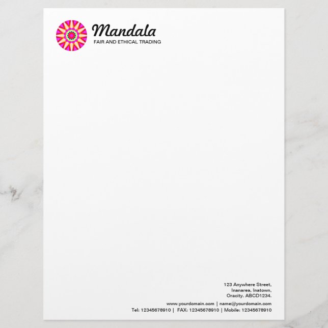 Papel Timbrado Mandala caleidoscópica 05 (Frente)