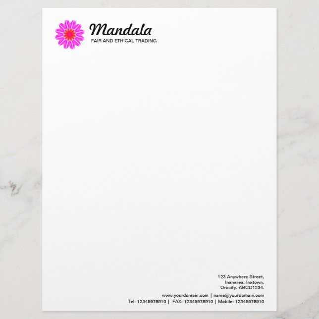 Papel Timbrado Mandala caleidoscópica 09 (Frente)