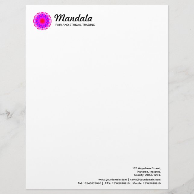 Papel Timbrado Mandala caleidoscópico 026 (Frente)