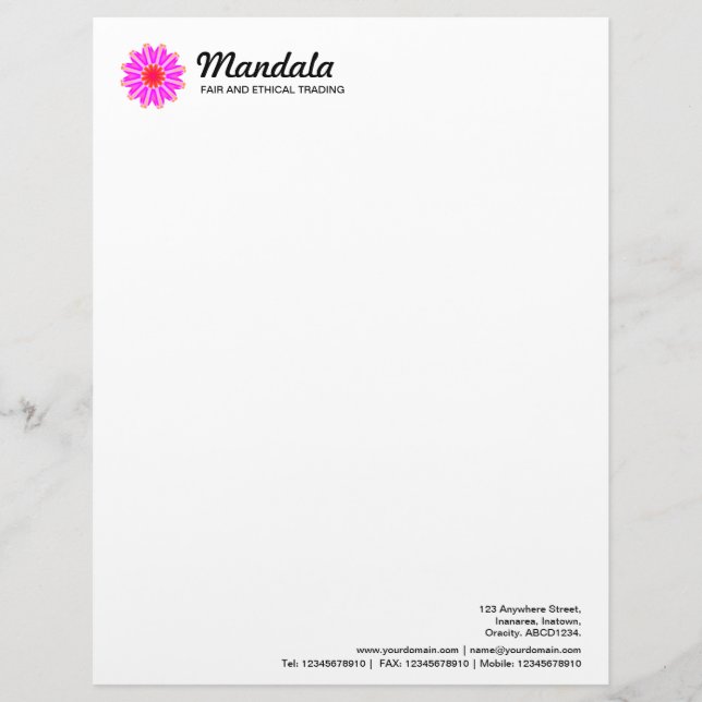 Papel Timbrado Mandala caleidoscópico 028 (Frente)