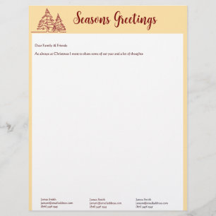 Papel Timbrado Manteiga Amarelo - Árvore de Natal Vermelha - Letr