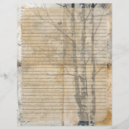 Papel Timbrado Manuscrito Antigo da Árvore Birch