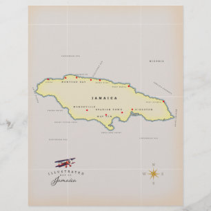 Papel Timbrado Mapa ilustrado da Jamaica.