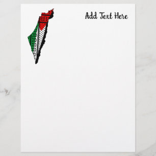 Papel Timbrado Mapa Palestino que Bandeira e Padrão Keffiyeg