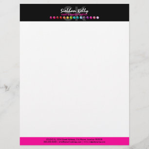 Papel Timbrado Maquiagem Colorida Artista Monograma Letterhead