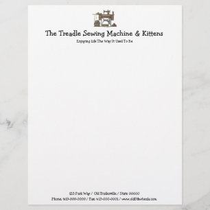 Papel Timbrado Máquina de costura & gatinhos do Treadle