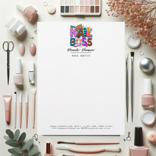 Papel Timbrado Marca Colorida de Chefe de Unhas Afro-Americana