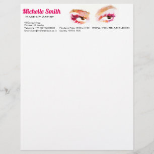 Papel Timbrado Marca de criação de olhos cor d'água rosa