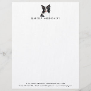 Papel Timbrado Margem de Aquarela Collie Letterhead
