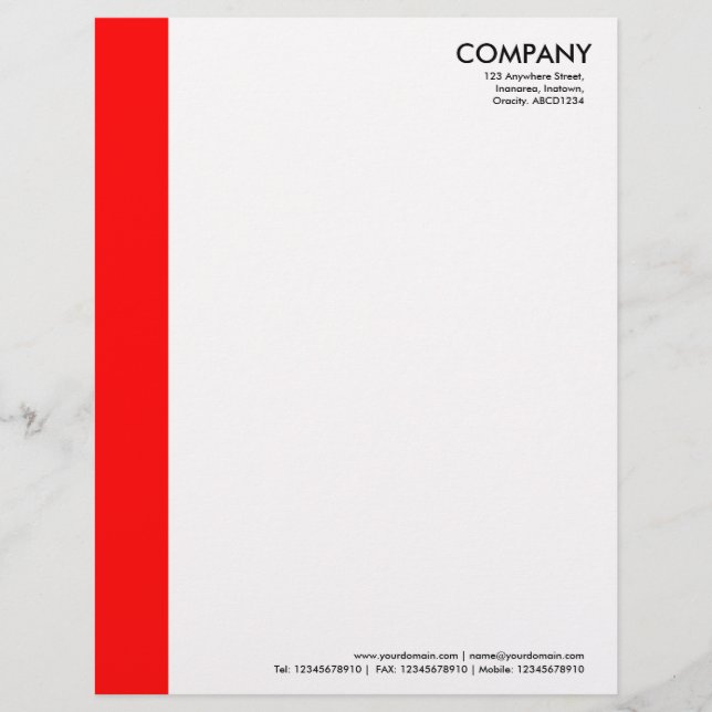 Papel Timbrado Margem de cor - Vermelho (Frente)