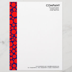 Papel Timbrado Margem Spotty - Vermelho em Azul Escuro