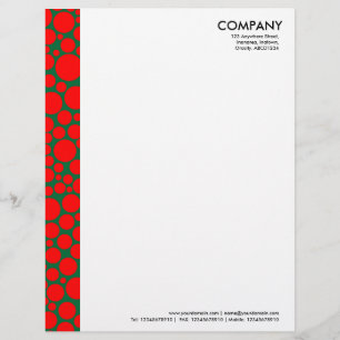 Papel Timbrado Margem Spotty - Vermelho em Verde Escuro