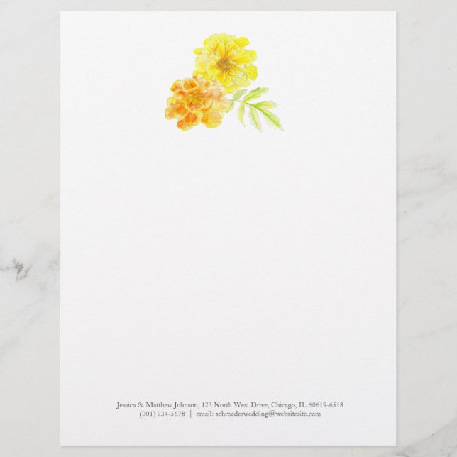 Papel Timbrado Marigolds amarelo-alaranjado (Frente)