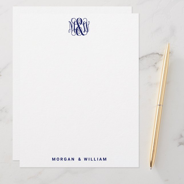 Papel Timbrado Marinha 3 Inicial Vinha Script Monograma B&G Faça  (Criador carregado)