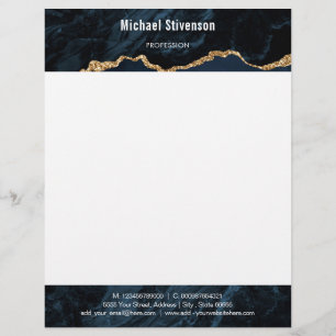 Papel Timbrado Marinho Azul Dourado Enquadrado Sua Letterhead Per