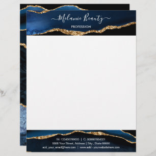 Papel Timbrado Marinho Azul Dourado Letterhead Personalizado Seu
