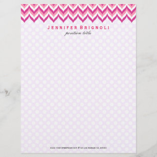 Papel Timbrado Matizes De Padrão De Chevon Zigzag Cor-De-Rosa E B