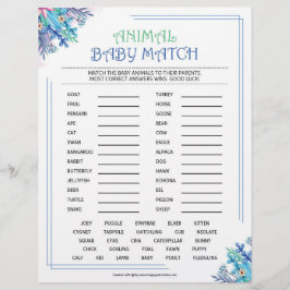 Papel Timbrado Matriz de Bebês Animal [Tema Floral Azul]