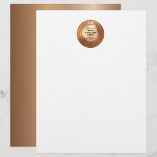 Papel Timbrado Medalha de Bronze Realista 3D Personalizável e Pre