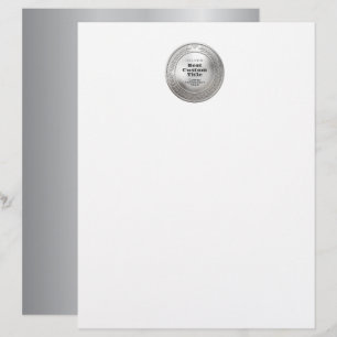 Papel Timbrado Medalha de Prata Realista 3D Personalizável e Edit