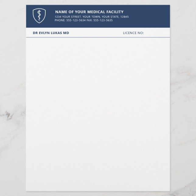 Papel Timbrado Medical Clinic Navy Minimalist (Frente)