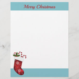 Papel Timbrado Meia de Natal Vermelha com Texto Personalizado