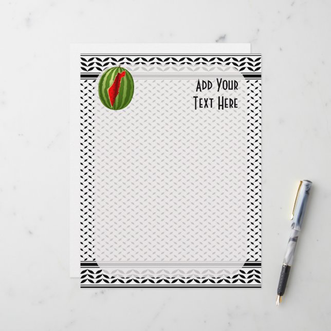 Papel Timbrado Melancia Palestina - Fatia de Mapa (Frente/Verso In Situ)