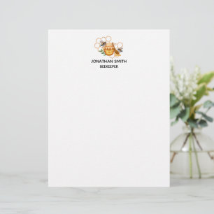 Papel Timbrado Melharias em Aquarela Moderna com abelha
