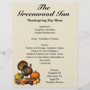 Papel Timbrado Menu de Abundância de Ação de Graças