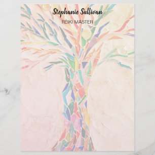 Papel Timbrado Mestre de Reiki Árvore Arco-Íris Personalizado 